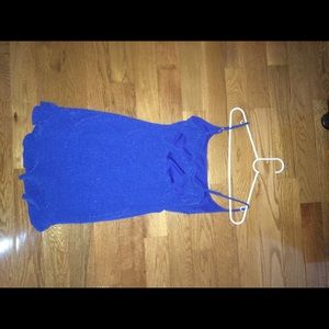 monroe shimmer ruffle dress in royal blue